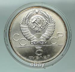 1980 RUSSIA MOSCOW SUMMER OLYMPICS Vintage Swimming Silver 5 Roubles Coin i84847