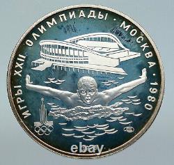 1980 RUSSIA MOSCOW SUMMER OLYMPICS Vintage Swimming Silver 5 Roubles Coin i86133