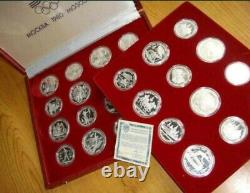 1980 RUSSIA USSR MOSCOW OLYMPIC SILVER 28 Proof COINS SET with Box and COA
