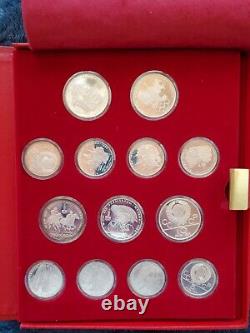 1980 USSR Moscow Olympic 28 Silver Coins Proof Set with Case and COA