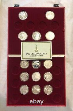 1980 USSR Moscow Olympic Proof Silver 10 Ruble Coins. Total 14 silver coins set