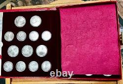 1980 Vntg Moscow 20 Oz 90% Silver 28 Coin Olympic Proof Set OGP Leather Case COA