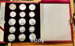 1980 Vntg Moscow 20 Oz 90% Silver 28 Coin Olympic Proof Set OGP Leather Case COA