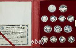 1980 XXII Moscow Olympic Games Complete 28 Coin Silver Proof Set OGP F4519