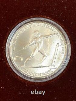 1982 ATHENS GREECE OLYMPICS 9 PIECE SILVER COIN SET WithCASE & COA