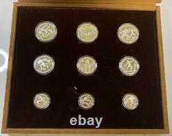 1982 Greece Olympics Commemorative (9) Coin Silver Proof Set with OGP & COA