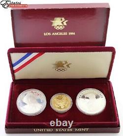 1983 & 1984 3-Coin Olympic Proof Set Silver & Gold