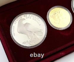 1983 & 1984 3-Coin Olympic Proof Set Silver & Gold