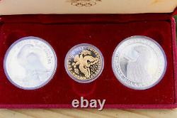 1983 1984 3 coin summer Olympic proof set 2 silver dollars $10 gold eagle #69056