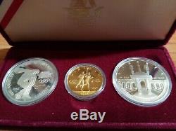 1983 1984 Olympic 3 Coin Commemorative Proof Set $10 Gold & 2 Silver Dollars