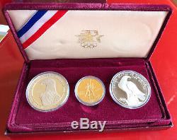 1983-1984 Olympic 3 Coin Commemorative Proof Set with $10 Gold & 2 Silver Dollars