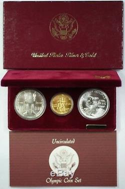 1983-1984 Olympic 3 Coin Commemorative UNC Set with $10 Gold & 2 Silver Dollars