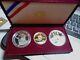 1983 1984 Olympic 3 Coin Proof Set $10 Gold Eagle 2 Silver Dollars Box & Coa's