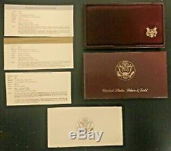 1983-1984 Olympic 3 Coin Proof Set $10 Gold Eagle 2 Silver Dollars Box & COA'S