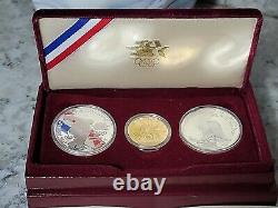 1983-1984 Olympic 3 coin set, 2 Silver Dollar & 1 Gold $10 coin Mint Condition