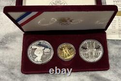1983 & 1984 Olympic Proof Silver Dollar & $10 Gold Ten Dollar Coin Set-Box & COA