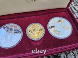 1983 & 1984 Olympic Proof Silver Dollar and Gold Ten Dollar Coin Set-Box