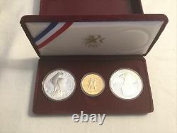 1983 / 1984 US Mint 3 Coin Olympic Silver $10 Gold Commemorative Proof Set