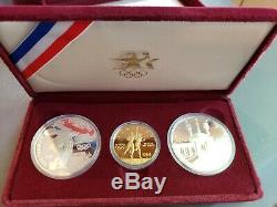 1983 / 1984 US Mint 3 Coin Olympic Silver $10 Gold Uncirculated Set Free Ship