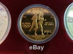 1983 / 1984 US Mint 3 Coin Olympic Silver $10 Gold Uncirculated Set Free Ship