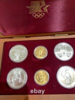 1983-84 Olympic 6 Coin Set 2 $10 Gold Coins, 4 Silver Dollar Coins Proof & BU