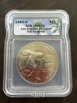 1983-D Olympics Discus Thrower $1 ICG MS70 Silver Dollar CRAZY RARE COIN