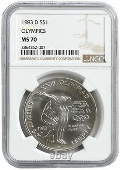 1983 D Olympics NGC MS70 Silver Commemorative Dollar $1 Coin MS 70