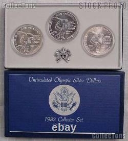 1983 Olympic Discus Thrower 3-Coin Commemorative Uncirculated Silver Dollar Set