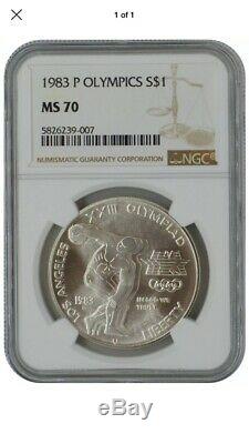 1983-P RARE Olympics Commemorative NGC MS70 Silver One Dollar Coin FREE SHIPPING