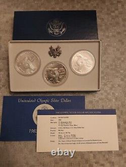 1983 PDS Uncirculated Olympic Silver Dollars 3-Coin Collector's Set