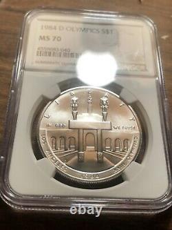 1984-D Olympics Commemorative Silver One Dollar Coin NGC MS70! Rare GEM TOP POP