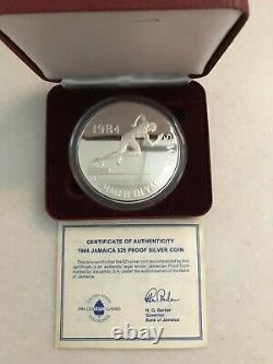 1984 Jamaica $25 USA Olympics Proof Silver Coin