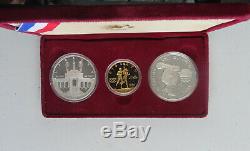 1984 Los Angeles Olympic $10 Gold and 2 Silver Dollars Commemorative 3 Coin Set