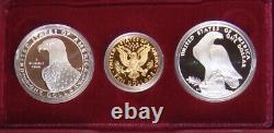 1984 Olympic 3 Coin Proof $1 Silver & $10 Gold Commemorative Set