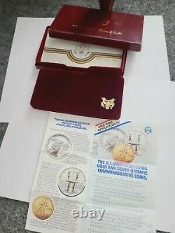 1984 Olympic 3 Coin US Mint Set Silver $1 Gold $10 Coins