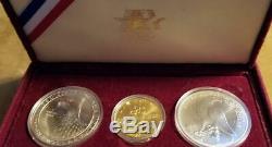 1984 Olympic (3) Uncirculated Coin Set with $10 Gold and 2 Silver Dollar Coins