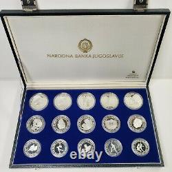 1984 Olympic Games Yugoslavia 15 Silver Proof Coins Set Sarajevo withCase