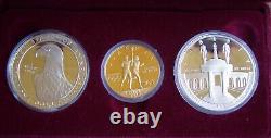 1984 Olympics Los Angeles 3 Coin Set Silver & Gold Proof Set with COA