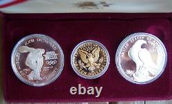 1984 Olympics Los Angeles 3 Coin Set Silver & Gold Proof Set with COA
