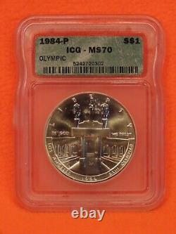 1984 P Commemorative Silver Dollar Olympic Coin (ICG) MS 70