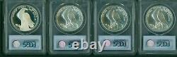 1984 P, D & S La Olympic Silver Dollar Pcgs Ms69 Pr69 Pf69 4-coins Set