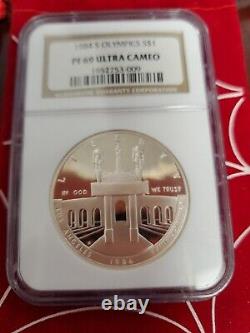 1984-S Los Angeles OLYMPICS? 1 Oz Proof Dollar Ultra Cameo Silver Coin NGC PF69