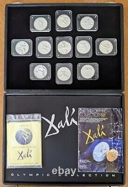 1984 Salvador Dali Commemorative USA Olympic 999 Silver Coin Complete Box