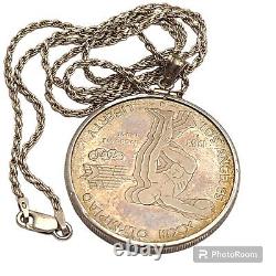 1984 UNITED STATES Los Angeles 23rd Olympics Silver Dollar Coin Pendant Necklace