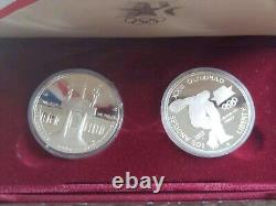 1984 US Mint Olympic 2 Coin Proof Commemorative Silver Dollars BOX & COA