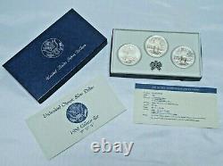 1984 US Olympic 3 Silver Dollars Commemorative Coin Set with COA