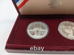 1984 US Silver Olympic 2 Coin Commemorative Set Los Angeles Olympiad Coins U. S