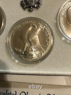 1984 Uncirculated Olympic Silver Dollars 3 Coin Collector Set P D S