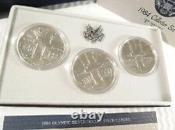 1984 Uncirculated Olympic Silver Dollars 3 Coin Collectors Set P D S P-022