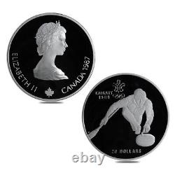1985-1987 Canada 10 oz Calgary Olympics Proof Silver 10-Coin Set. 925 Fine